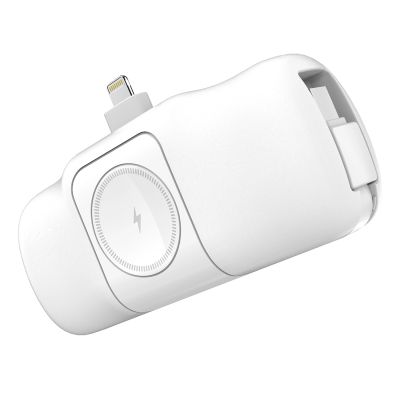 3. Mini powerbank Wozinsky WF16-YLS 5000mAh 15W Lightning z wbudowanym kablem USB-C i ładowarką do Apple Watch - biały
