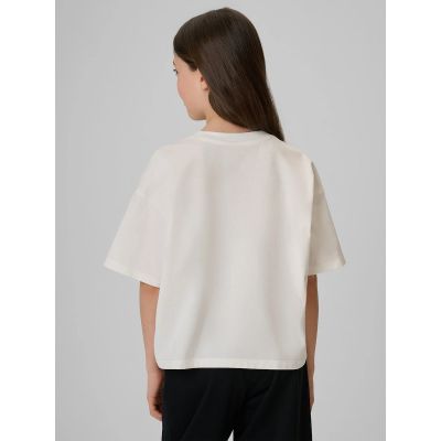 2. T-shirt boxy z nadrukiem dziewczęcy 4F 4FJRAW26TTSHF4239-11S