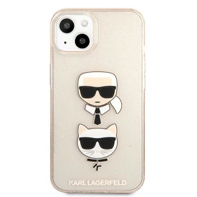 3. Etui Karl Lagerfeld Glitter Karl's & Choupette Head na iPhone 13 mini - złote