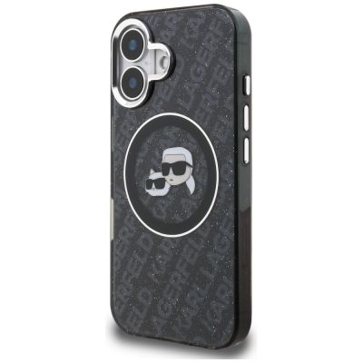 2. Etui Karl Lagerfeld IML Glitter Karl & Choupette Heads Logo MagSafe na iPhone 16 - czarne