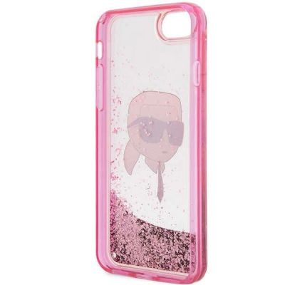 7. Etui Karl Lagerfeld Glitter Karl's Head na iPhone 7 / 8 / SE 2020 / SE 2022 - różowe