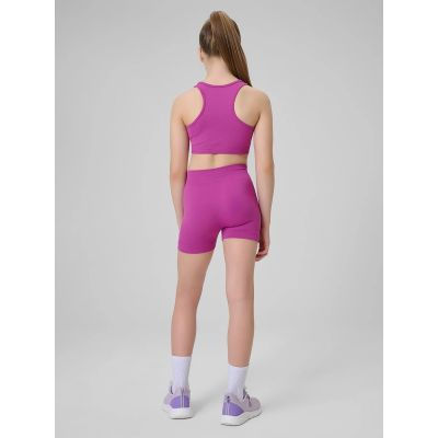 2. Legginsy krótkie sportowe bezszwowe dziewczęce 4F 4FJRSS26TFSTF140-53S