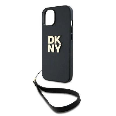 5. Etui DKNY Wrist Strap Stock Logo na iPhone 15 Plus - czarne