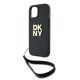 5. Etui DKNY Wrist Strap Stock Logo na iPhone 15 Plus - czarne