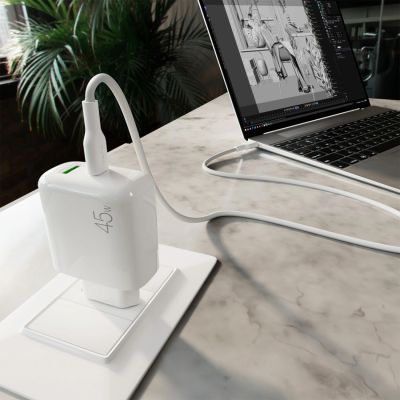 8. Ładowarka Puro Daily Prolite 45W USB-C USB-A Power Delivery z kablem USB-C - biała