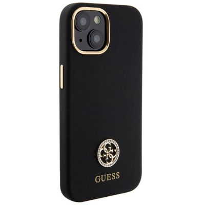 4. Etui Guess Silicone Logo Strass 4G do iPhone 15 - czarne