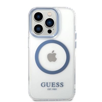 3. Etui Guess Metal Outline Magsafe na iPhone 14 Pro Max - niebieskie
