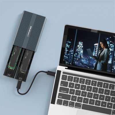 15. Qoltec Obudowa | kieszeń na dysk M.2 SSD | SATA | NVMe | USB-C | DUAL 2 x 2TB