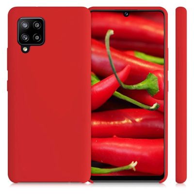 2. Silicone Case elastyczne silikonowe etui pokrowiec Samsung Galaxy A42 5G czerwony