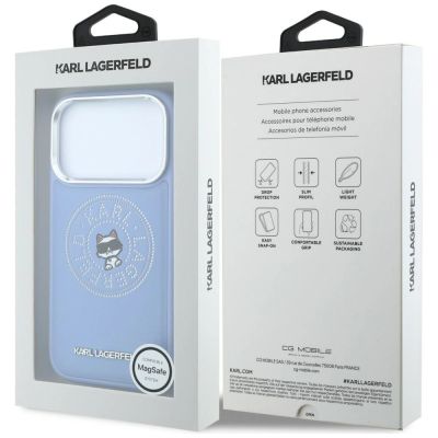 8. Etui Karl Lagerfeld Point & Choupette Sketch MagSafe na iPhone 18 Pro Max / 17 Pro Max - niebieskie