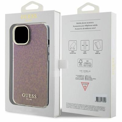 8. Etui Guess IML Faceted Mirror Disco Iridescent do iPhone 15 - różowe