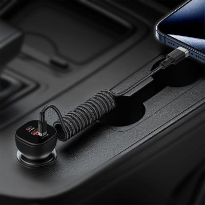 7. Kabel Acefast C14-03 USB-C - USB-C sprężynowy 480Mb/s 3A 1.2m - czarny