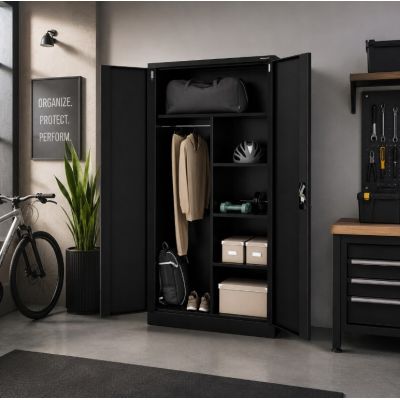 8. Iron Mate Szafa Gospodarcza Metalowa SATURN 185x90x45 Czarna RAL9005