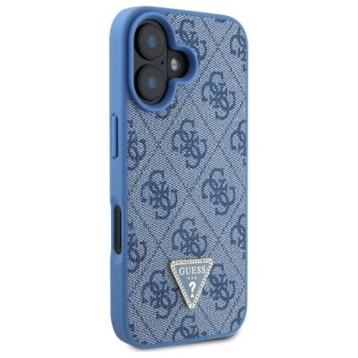 9. Etui Guess Leather Metal Logo Strass Crossbody na iPhone 16 - niebieskie