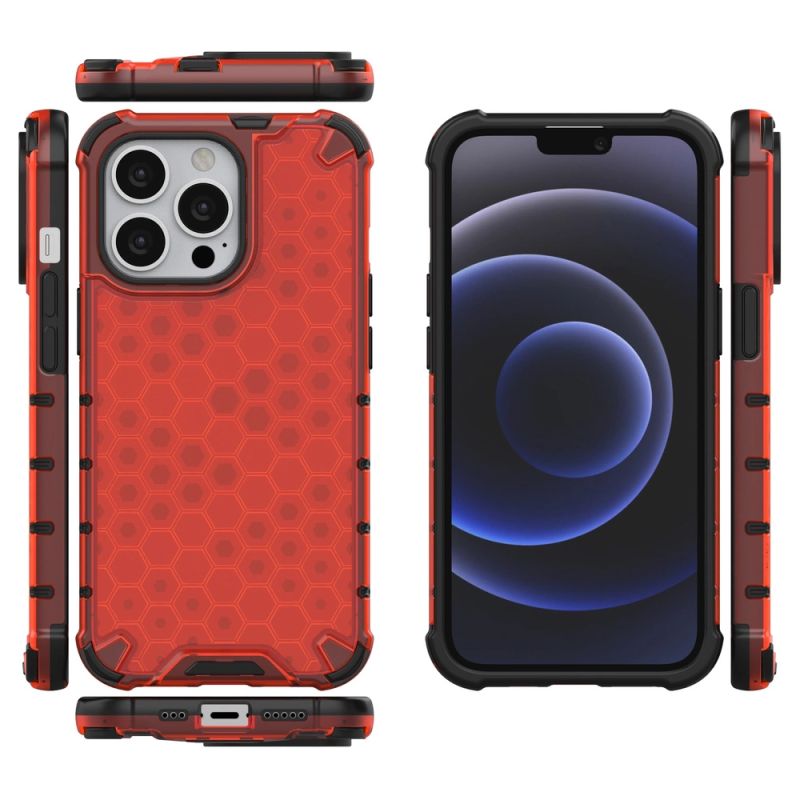 2. Honeycomb etui pancerny pokrowiec z żelową ramką iPhone 13 Pro czerwony