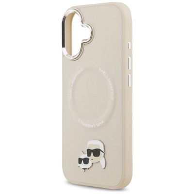 6. Etui Karl Lagerfeld Karl & Choupette Pins MagSafe do iPhone 17 - beżowe