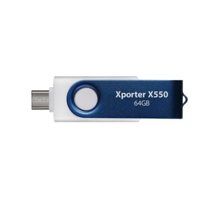 4. PARTIOT FLASHDRIVE Xporter X550 64GB Dual USB A+C, 80MB/s Alu-plastic