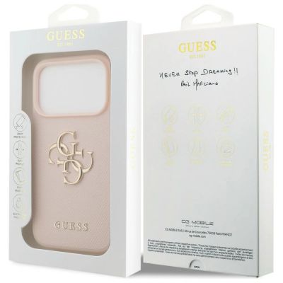 8. Etui Guess Grained Big 4G & Classic Logo na iPhone 17 Pro - różowe