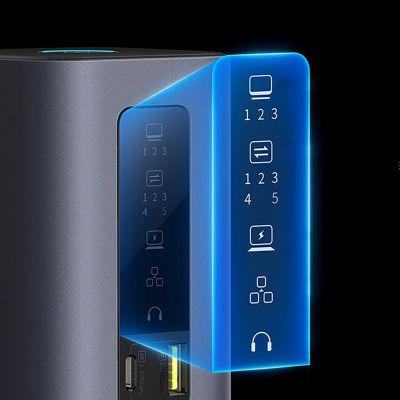 12. Stacja dokująca Baseus Spacemate hub USB-C 11w1 3xHDMI 4K 60Hz + 2xUSB-A (10Gb/s) + 1xUSB-C (10Gb/s) + RJ45 + 2xUSB-A (480Mb/s) + 1xUSB-C (PD) + 1xMinijack 3,5mm - szara
