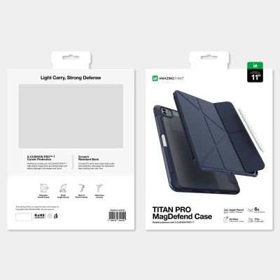 7. Etui AMAZINGTHING Titan Pro Case do iPada Pro 11" M5 z obrotową podstawką 720° i uchwytem na rysik - granatowe