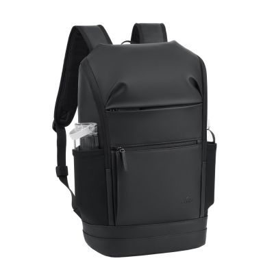 8. Rivacase Eden plecak City backpack Czarny Poliester, Skóra woskowana (Pull Up)