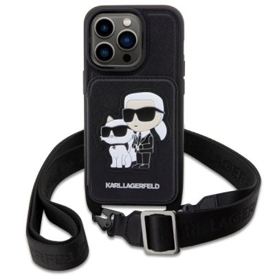 2. Etui Karl Lagerfeld Crossbody Saffiano Karl & Choupette na iPhone 14 Pro - czarne