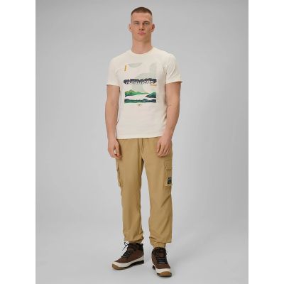 3. T-shirt regular z nadrukiem męski 4F 4FRAW25TTSHM3378-11S