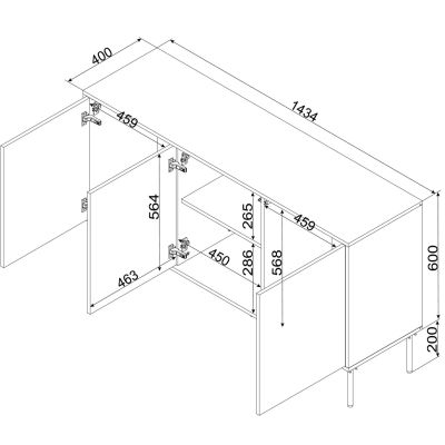 7. Komoda INSERTO 3D 143,5x40x80 czarny + LED