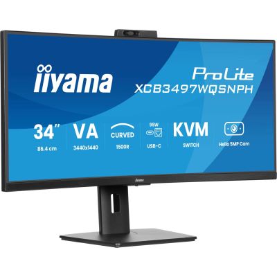 4. Monitor IIYAMA 86,4cm (34") XCB3497WQSNPH-B1 21:9 HDMI+DP+USB-C Webc