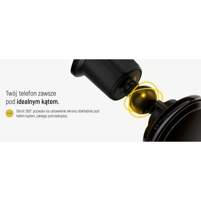18. Uchwyt samochodowy Wozinsky WCT5-Q6S2Y z ładowarką indukcyjną Qi/MagSafe 15W na kratkę wentylacji z wentylatorem - czarny