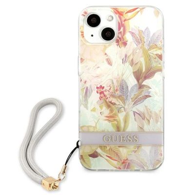 3. Etui Guess Flower Strap na iPhone 13 mini - fioletowe