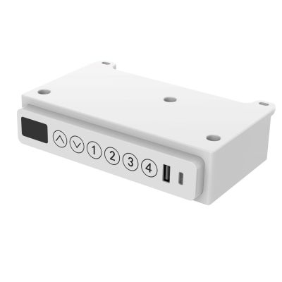 10. Tuckano Biurko z elektryczną regulacją wysokości ET119W-C Biały/dąb. Blat biurka o wymiarach 120 x 60cm.