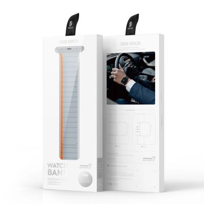 12. Magnetyczny pasek Apple Watch SE, 9, 8, 7, 6, 5, 4, 3, 2, 1 (41, 40, 38 mm) Dux Ducis Strap (LD Version) - szaro-pomarańczowy