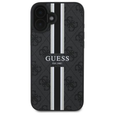 3. Etui Guess 4G Printed Stripes MagSafe na iPhone 16 - czarne