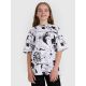 9. T-shirt oversize z nadrukiem dziewczęcy 4F 4FJRAW25TTSHF3069-90A