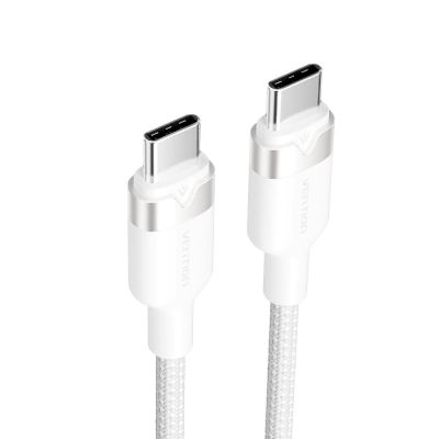 2. Kabel USB-C do USB-C Vention w oplocie 3A 480Mbps 60W PD 1m biały