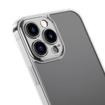 8. Baseus Frosted Glass Case etui pokrowiec do iPhone 13 Pro Max sztywna obudowa z żelową ramką przezroczysty (ARWS000202)