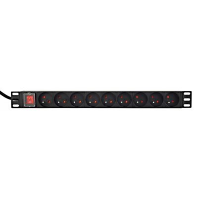 6. GEMBIRD LISTWA ZASILAJĄCA RACK (PDU) 9 GNIAZD FR, 1U, 16A, WTYK FR, 2M
