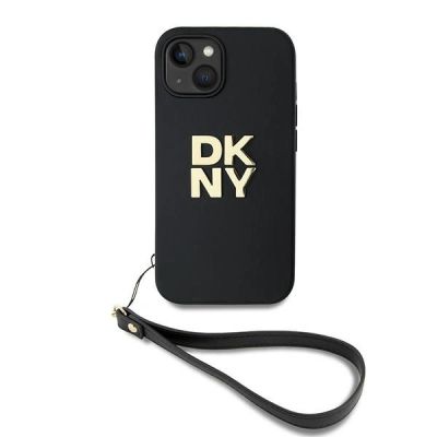 2. Etui DKNY Wrist Strap Stock Logo na iPhone 15 / 14 / 13 - czarne