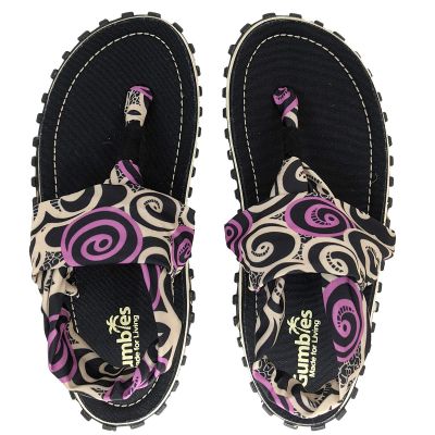 5. Gumbies - damskie japonki Slingback - BLACK SWIRLS