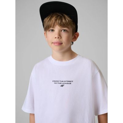 3. T-shirt loose z nadrukiem chłopięcy 4F 4FJRSS26TTSHM3835-10S