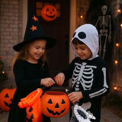 6. TORBA WIADRO NA CUKIERKI HALLOWEEN POMARAŃCZOWA