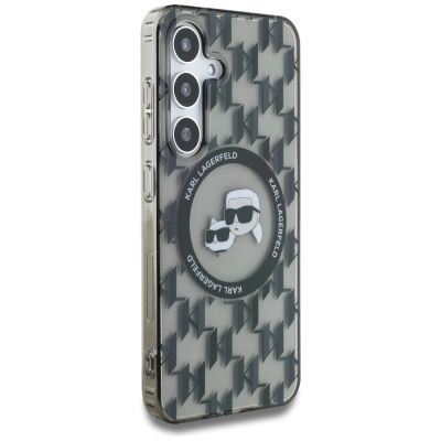 4. Etui Karl Lagerfeld Button Karl&Choupette Heads On KL Pattern MagSafe Samsung Galaxy S25 czarny