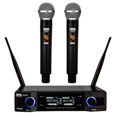 13. DNA DVS2 - Mikrofon bezprzewodowy, 2x nadajnik doręczny  + baza, pasmo UHF 560-590 MHz