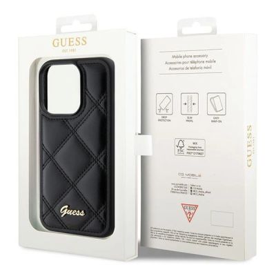8. Etui Guess Quilted Metal Logo na iPhone 15 Pro Max - czarne