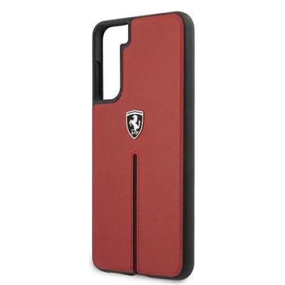 6. Etui Ferrari Off Track Leather Nylon Stripe na Samsung Galaxy S21 - czerwone
