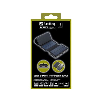 6. Sandberg 420-73 bank mocy Litowo-polimerowy (LiPo) 20000 mAh Czarny