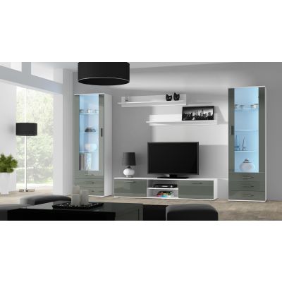 7. Szafka RTV SOHO 180 biały/ szary połysk