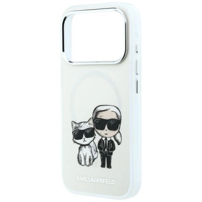 6. Etui Karl Lagerfeld Smooth Karl & Choupette Bodies Sketch MagSafe do iPhone 18 Pro Max / 17 Pro Max  beżowe