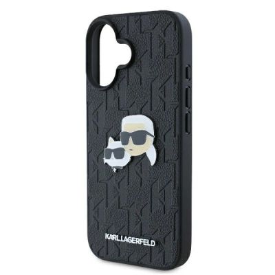 6. Etui Karl Lagerfeld Monogram Karl & Choupette Head Pin na iPhone 16 - czarne